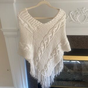 Kids Girls Knit Poncho Sweater